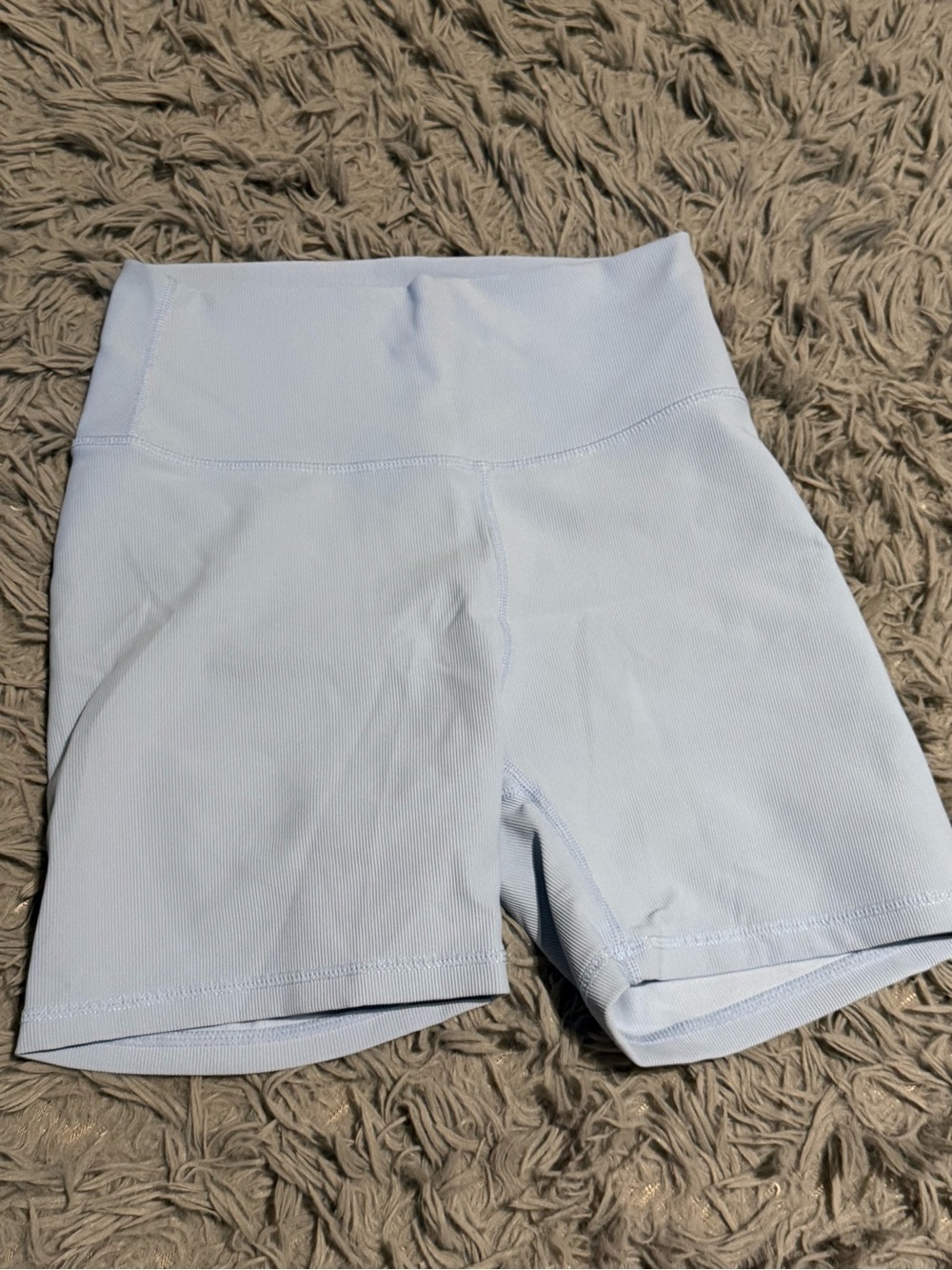 High-Waist Light Blue Bike Shorts
